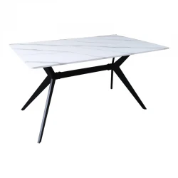 Ezali pakoworld mdf table white marble look with black metal legs 140x80x75cm Ezali pakoworld mdf table white marble look with black metal legs 140x80x75cm