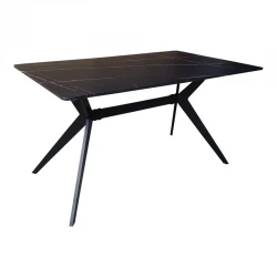 Ezali pakoworld mdf table black marble look with black metal legs 140x80x75cm Ezali pakoworld mdf table black marble look with black metal legs 140x80x75cm