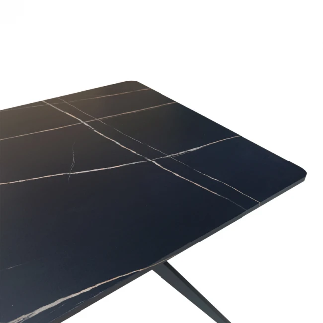Τραπέζι Ezali pakoworld mdf μαύρη όψη μαρμάρου με μαύρα μεταλλικά πόδια 140x80x75εκ