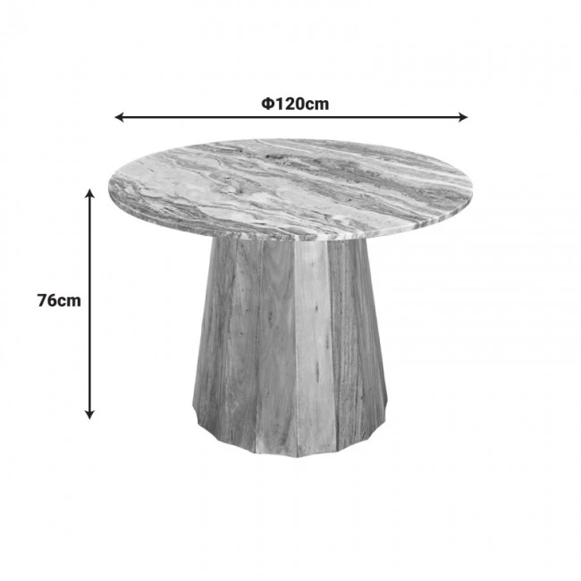 Table Ezerdian pakoworld solid acacia wood in natural color and marble table top D120x76cm