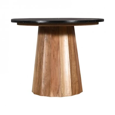 Table Ezerdian pakoworld solid acacia wood in natural color and black marble table top D120x76cm