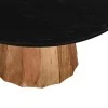 Table Ezerdian pakoworld solid acacia wood in natural color and black marble table top D120x76cm
