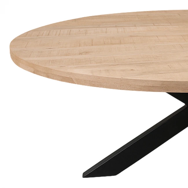 Fardy pakoworld table, solid mango wood in a natural shade with black metal legs 220x100x76cm