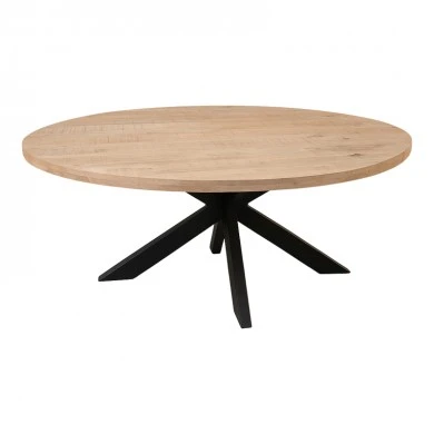 Fardy pakoworld table, solid mango wood in a natural shade with black metal legs 220x100x76cm
