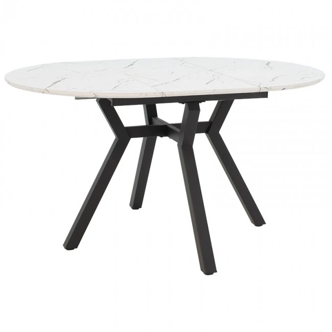Extendable table Frances pakoworld MDF in white marble-black color 100-140x100x75cm