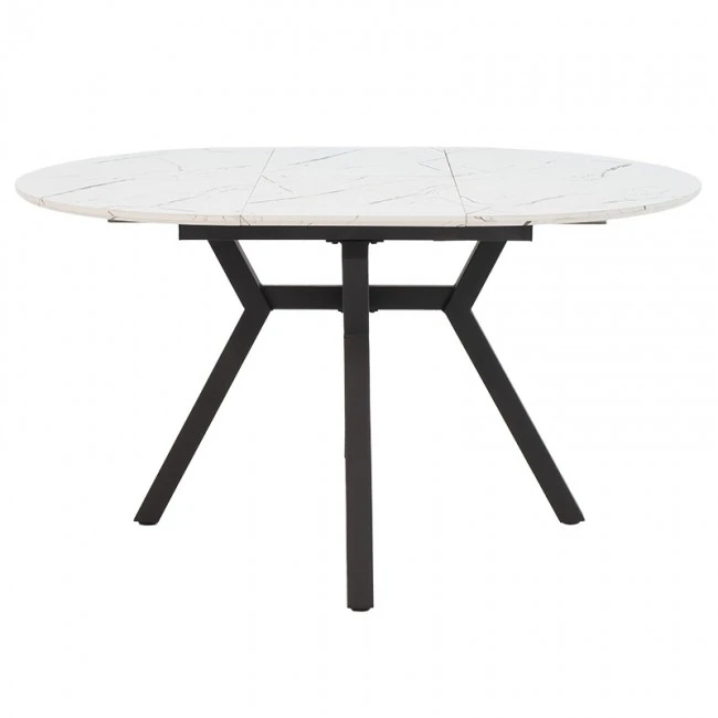 Extendable table Frances pakoworld MDF in white marble-black color 100-140x100x75cm