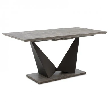 Gordon pakoworld expanding gray cement table - black metal leg 160-200x90x75cm