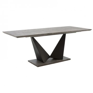 Gordon pakoworld expanding gray cement table - black metal leg 160-200x90x75cm