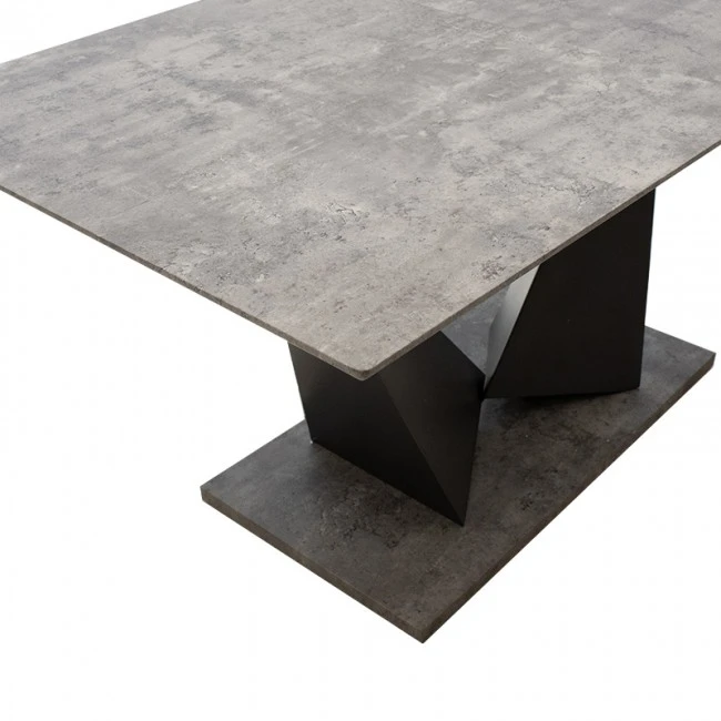 Dining table Gordon pakoworld eextendable MDF 40mm grey cement - black metal legs 160-200x90x75m