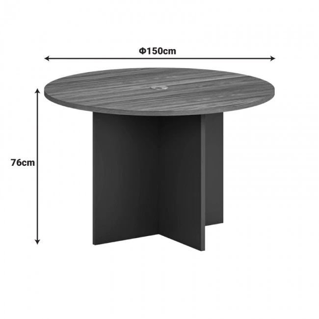 Τραπέζι συνεδριάσεων επαγγελματικό Oscar pakoworld σε καρυδί-ανθρακί απόχρωση Φ150x76εκ