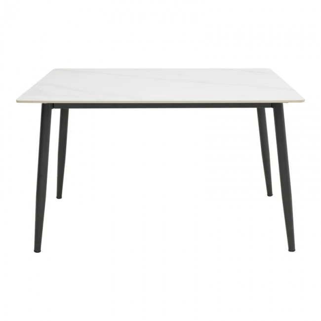 Gustas table pakoworld white marble sintered stone-black metal 120x80x76cm
