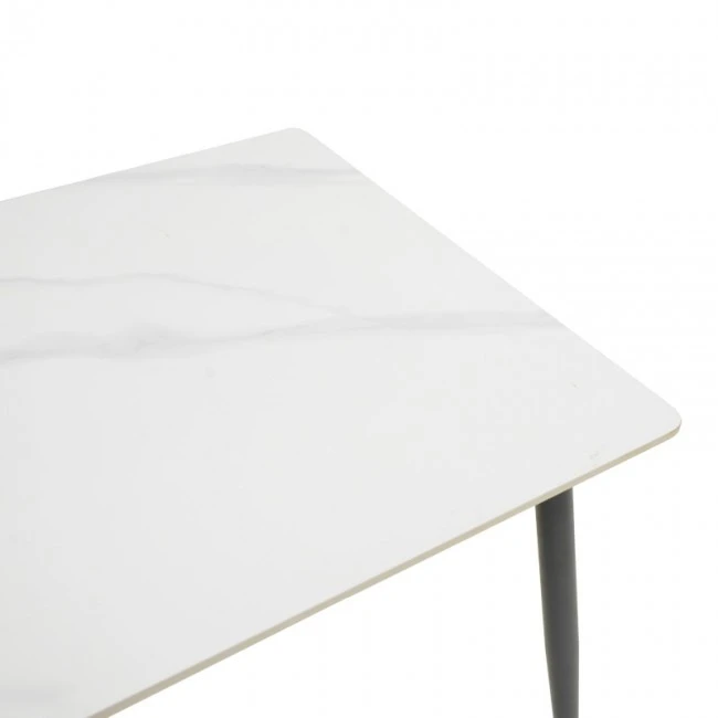 Gustas table pakoworld white marble sintered stone-black metal 120x80x76cm