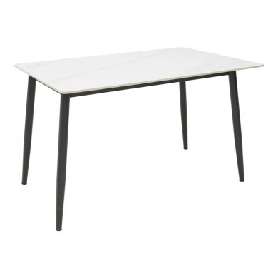 Gustas table pakoworld white marble sintered stone-black metal 120x80x76cm