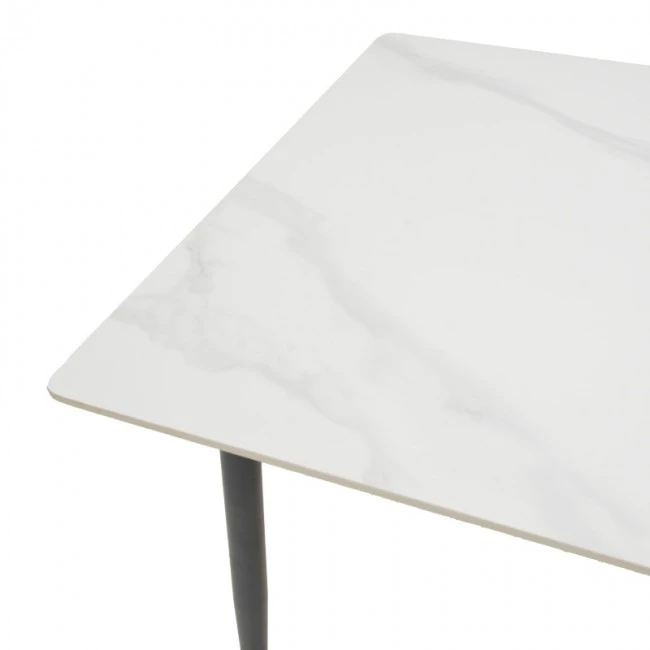 Gustas table pakoworld white marble sintered stone-black metal 120x80x76cm