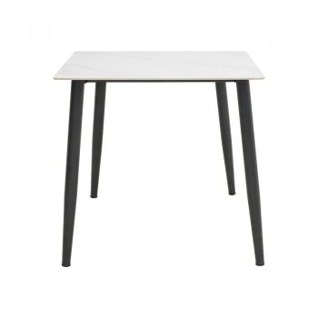 Gustas table pakoworld white marble sintered stone-black metal 80x80x76cm