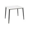 Τραπέζι Gustas pakoworld λευκό μαρμάρου sintered stone-μαύρο μέταλλο 80x80x76εκ