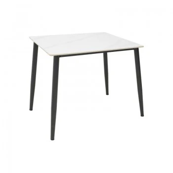 Gustas table pakoworld white marble sintered stone-black metal 80x80x76cm