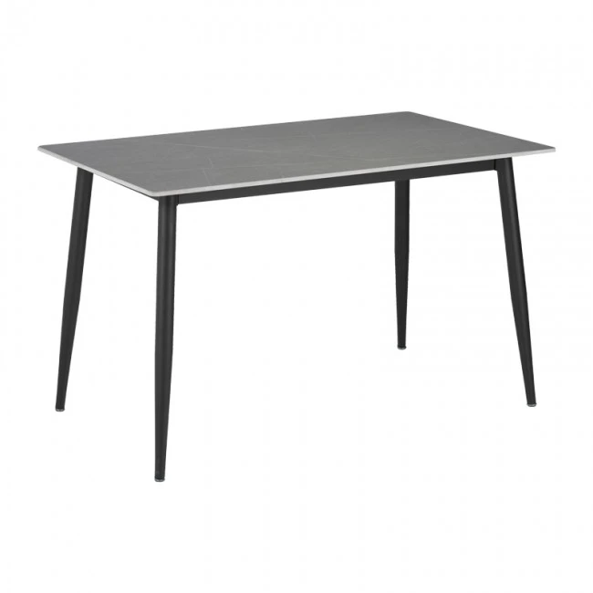 Dining table Gustas pakoworld grey marble sintered stone-black metal 160x90x75cm