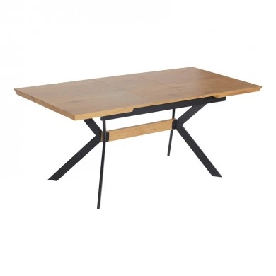Jessamy pakoworld table expandable MDF 43mm in natural shade and metal leg black 160/200x90x76cm