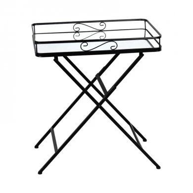 Joene Inart foldable table black metal-mirror glass 60x38x68cm