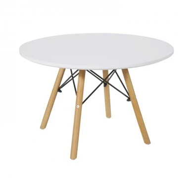 Julita children&#039;s table pakoworld white mdf and natural beech wood Φ60x51cm