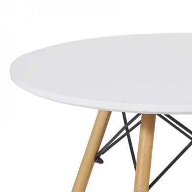 Julita children&#039;s table pakoworld white mdf and natural beech wood Φ60x51cm