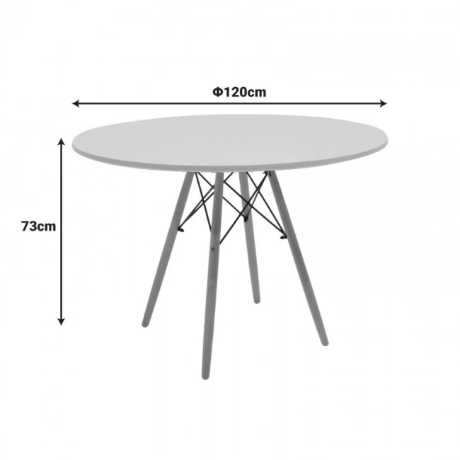Julita pakoworld table MDF white and natural beech wood D120x73cm