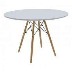 Julita pakoworld table MDF white and natural beech wood D120x73cm