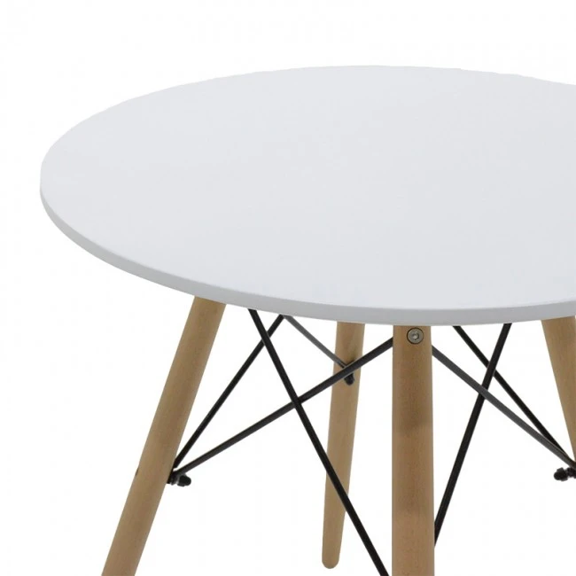 Julita pakoworld table MDF white and natural beech wood D60x73cm