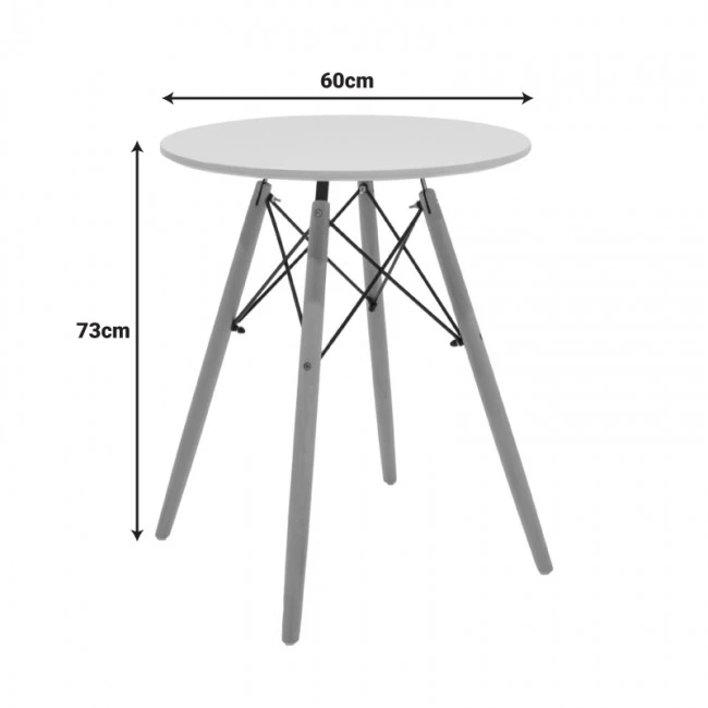 Julita pakoworld table MDF white and natural beech wood D60x73cm