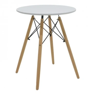 Julita pakoworld table MDF white and natural beech wood D60x73cm