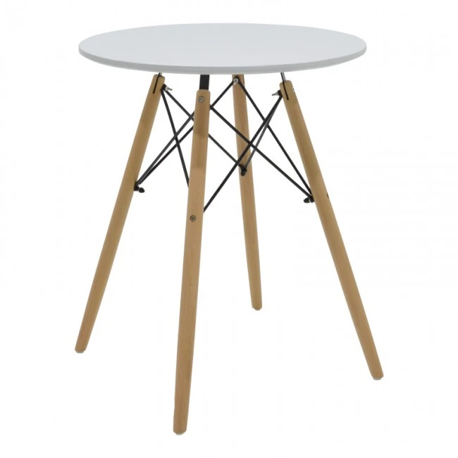 Julita pakoworld table MDF white and natural beech wood D60x73cm