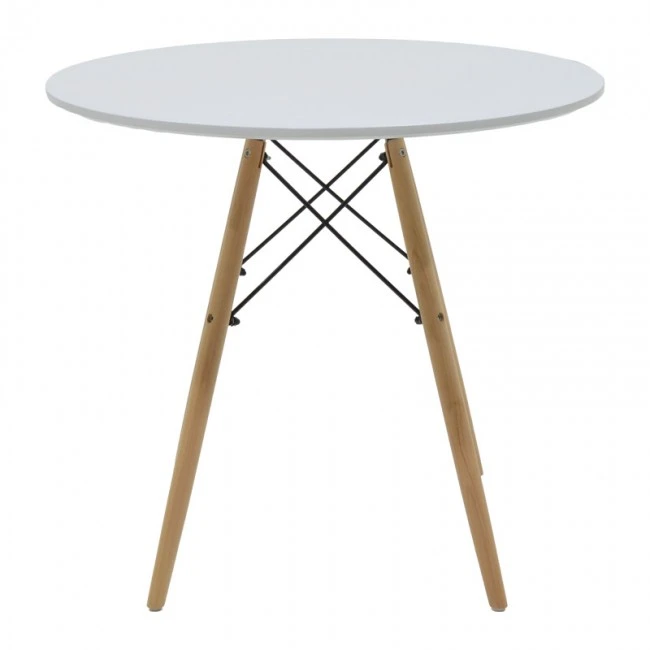 Dining table Julita pakoworld MDF top white-natural color legs D80x73cm