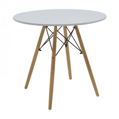 Dining table Julita pakoworld MDF top white-natural color legs D80x73cm