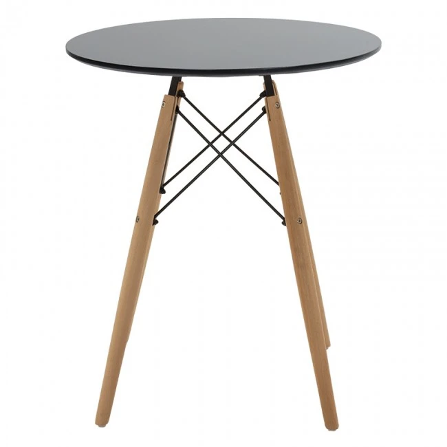 Julita pakoworld table MDF black and natural beech wood D60x73cm