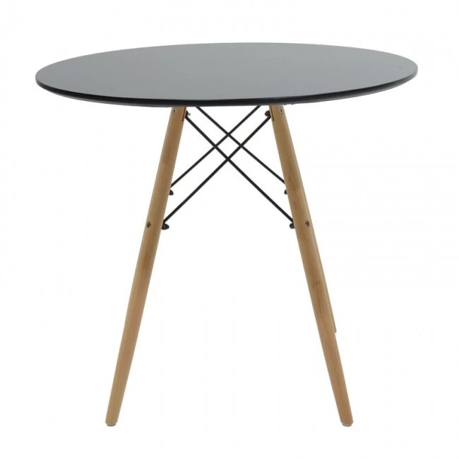 Dining table Julita pakoworld MDF top black-natural color legs D80x73cm