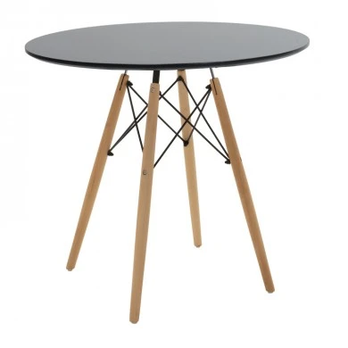 Dining table Julita pakoworld MDF top black-natural color legs D80x73cm