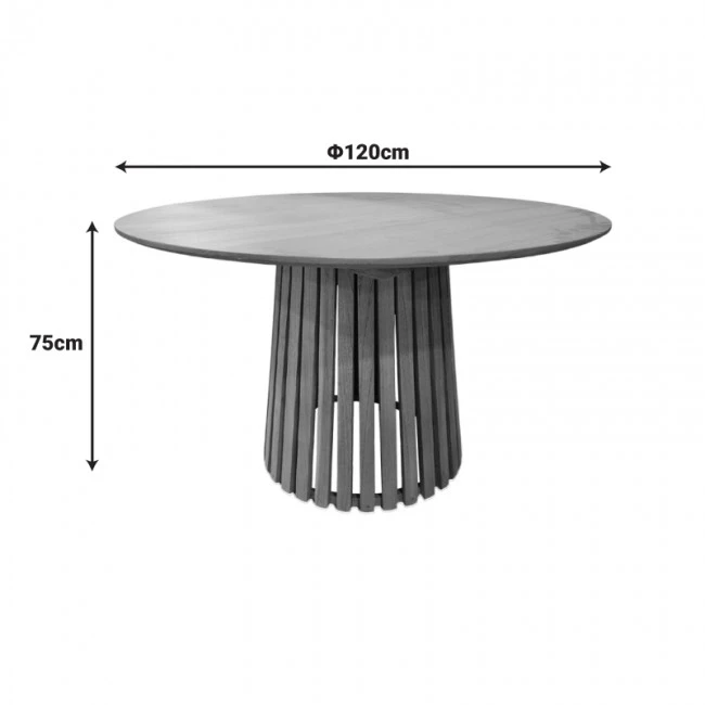 Kenda Ι pakoworld mindi wood table in natural shade D120x75cm