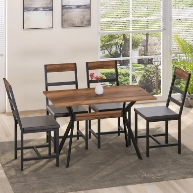 Laluka pakoworld table with black metal legs in walnut shade 120x70x74cm