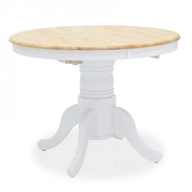 Dining table Lars pakoworld extendable white-natural D100(+38)x100x75cm