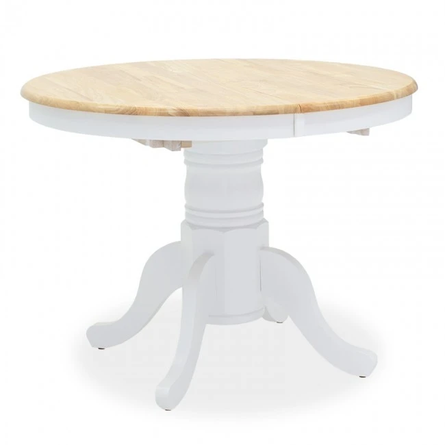 Dining table Lars pakoworld extendable wood-MDF white-natural D100(+38)x100x75cm