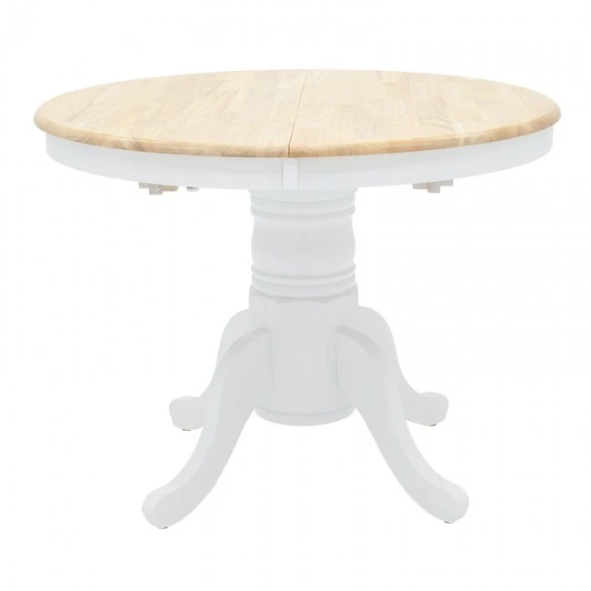 Dining table Lars pakoworld extendable wood-MDF white-natural D100(+38)x100x75cm