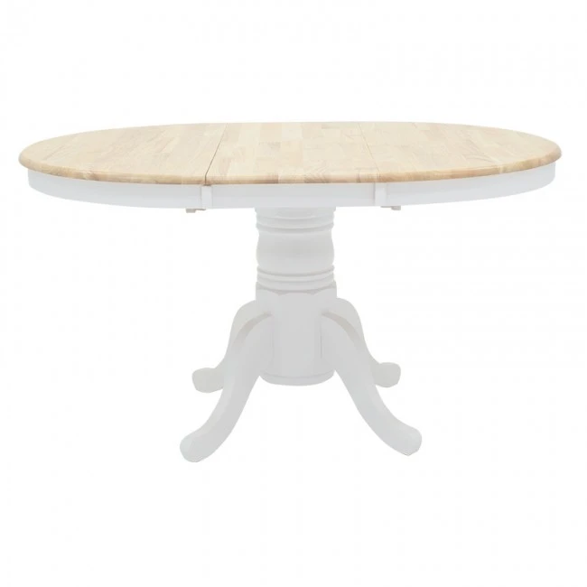 Dining table Lars pakoworld extendable wood-MDF white-natural D100(+38)x100x75cm