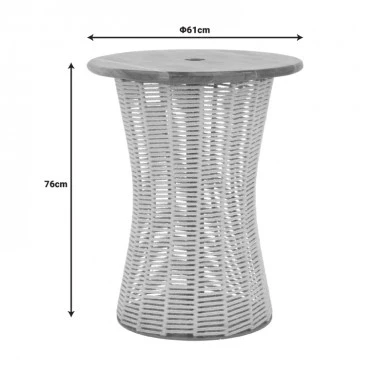 Table Lemelo pakoworld metal-sal wood-jute in ecru shade Φ61x76cm