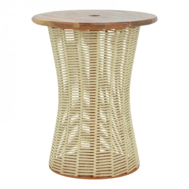Table Lemelo pakoworld metal-sal wood-jute in ecru shade Φ61x76cm