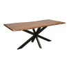 Lenoua pakoworld table solid acacia wood thickness 3.7-4cm in walnut color with black metal legs 180x90x76cm