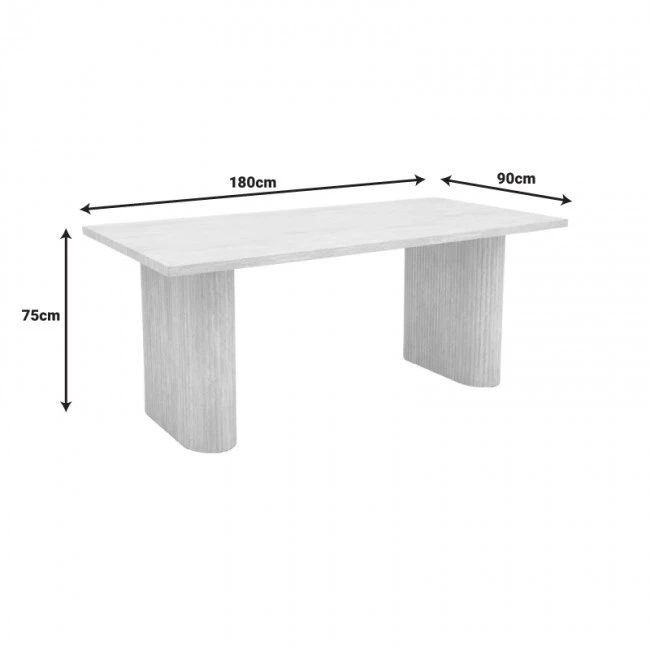 Table Loozir pakoworld mdf in white marble color 180x90x75cm
