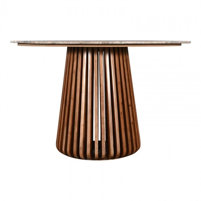 Table Mable pakoworld solid acacia wood in natural color and marble top D120x76cm
