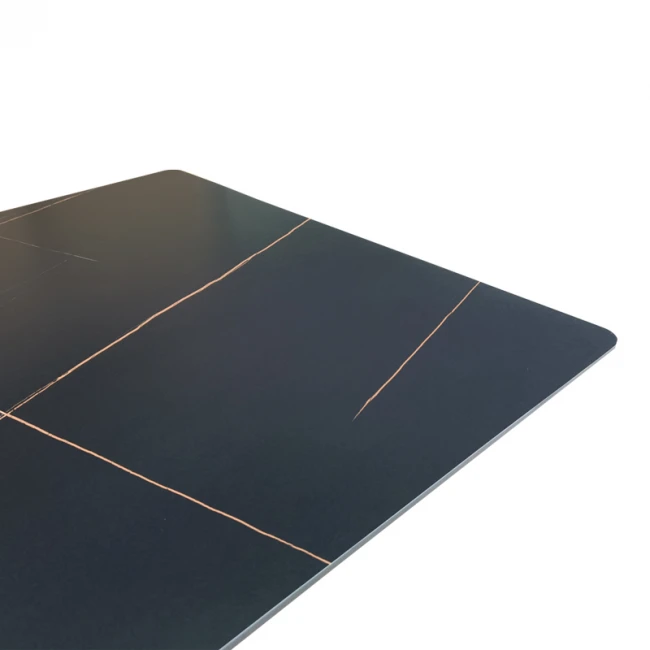 Mapele pakoworld table black marble finish with black metal legs 180x90x75cm