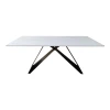 Mapele pakoworld table white marble sintered stone with black metal legs 180x90x75cm
